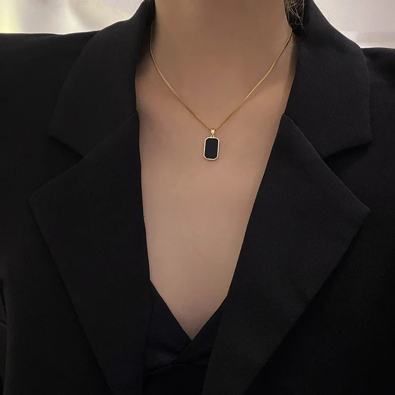 ✨ Golden Black Bar Necklace