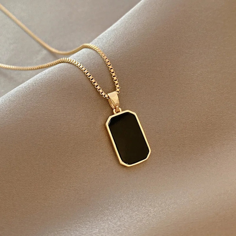 ✨ Golden Black Bar Necklace