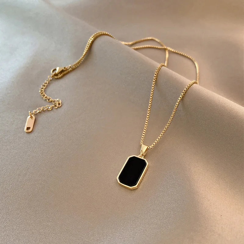 ✨ Golden Black Bar Necklace
