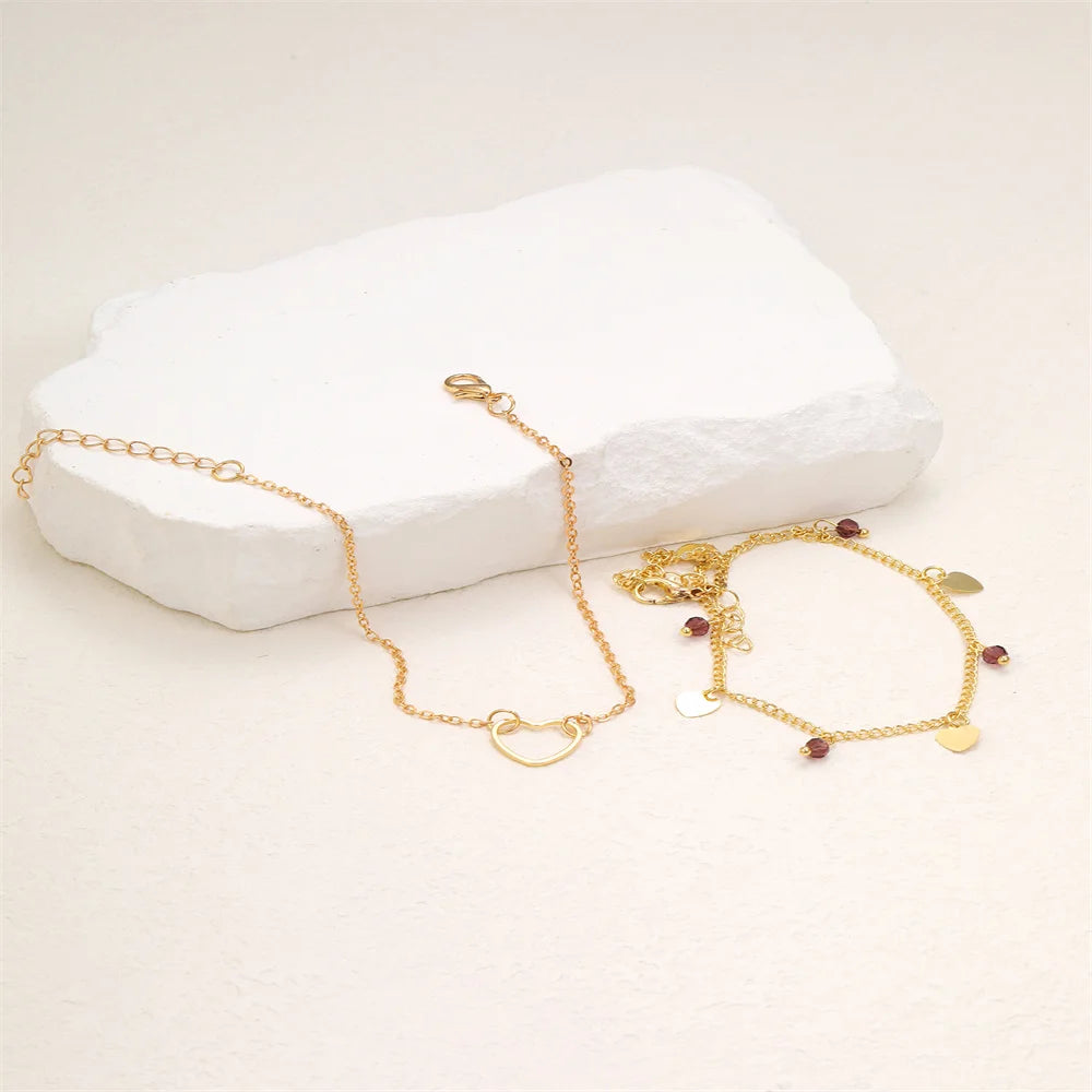 ✨ Golden Heartwave Layered Anklet