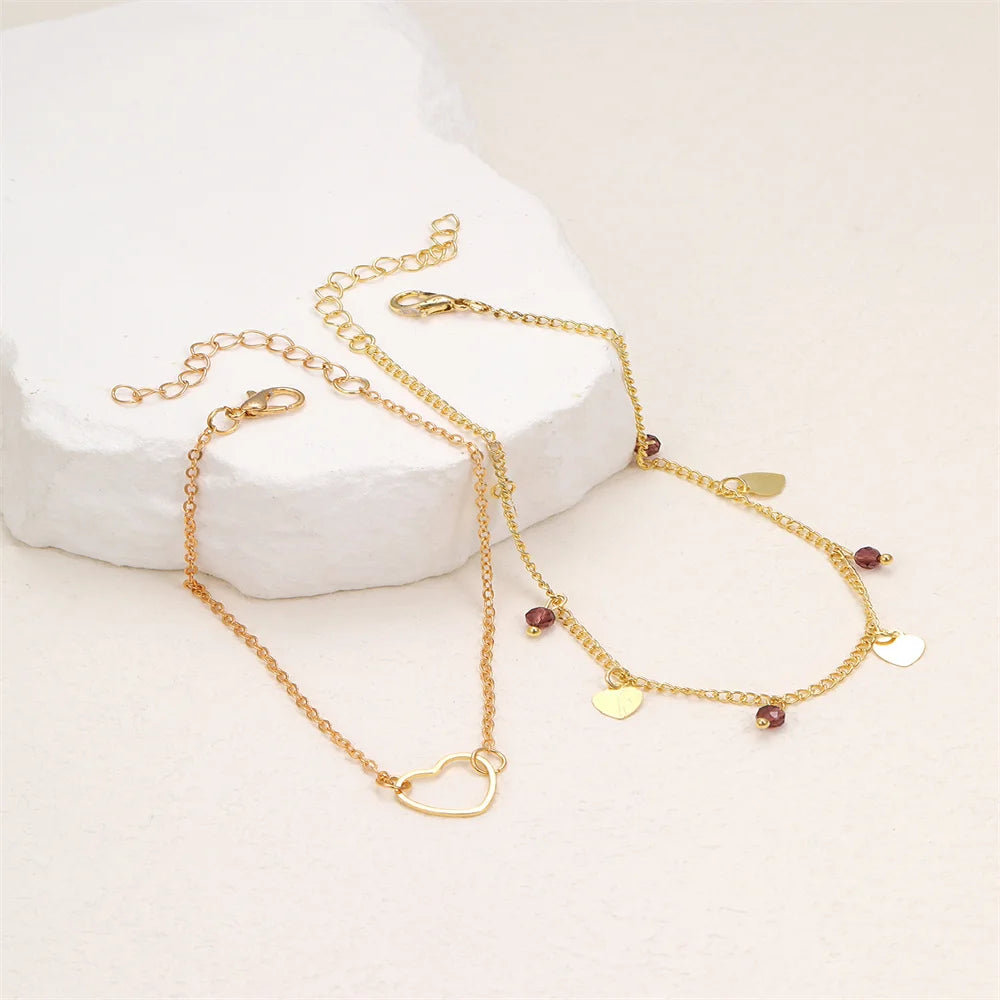 ✨ Golden Heartwave Layered Anklet