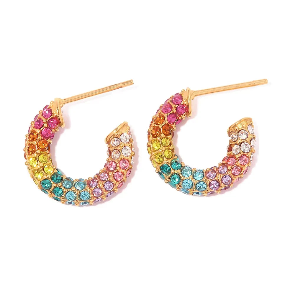 Luxe Curve Zircon Hoops