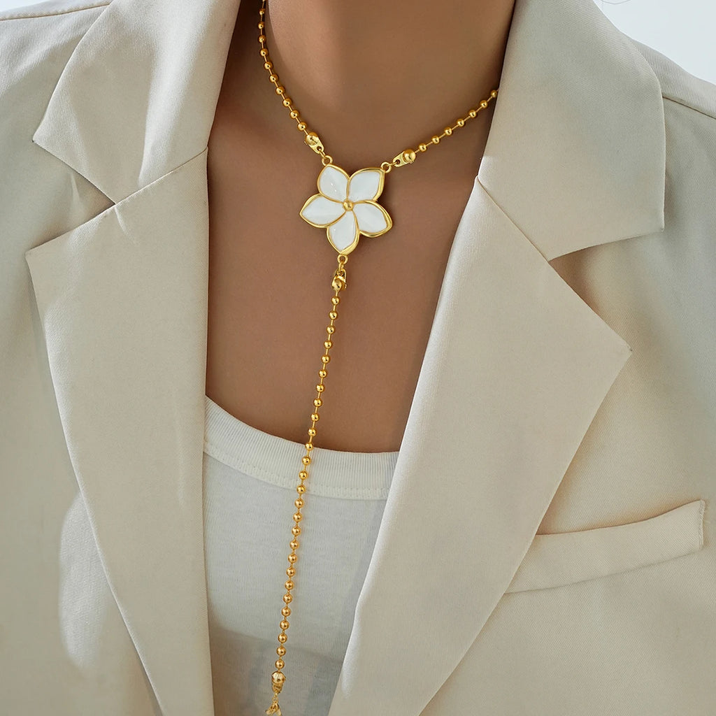 ✨ FloraPearl Elegance Y Necklace