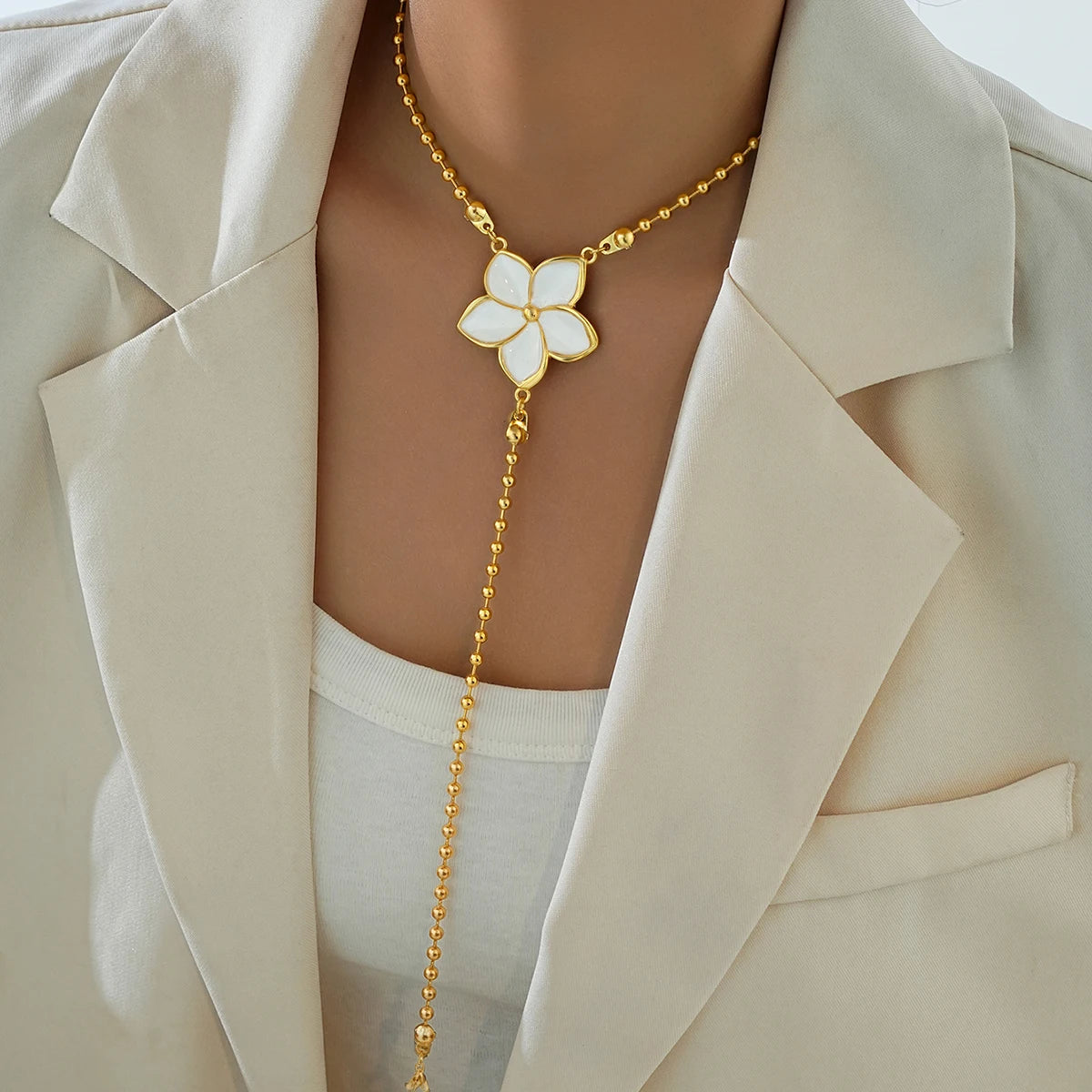 ✨ FloraPearl Elegance Y Necklace