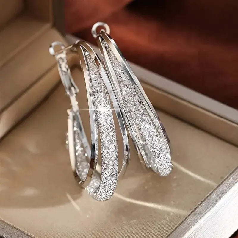 Crystal Wave Twist Earrings