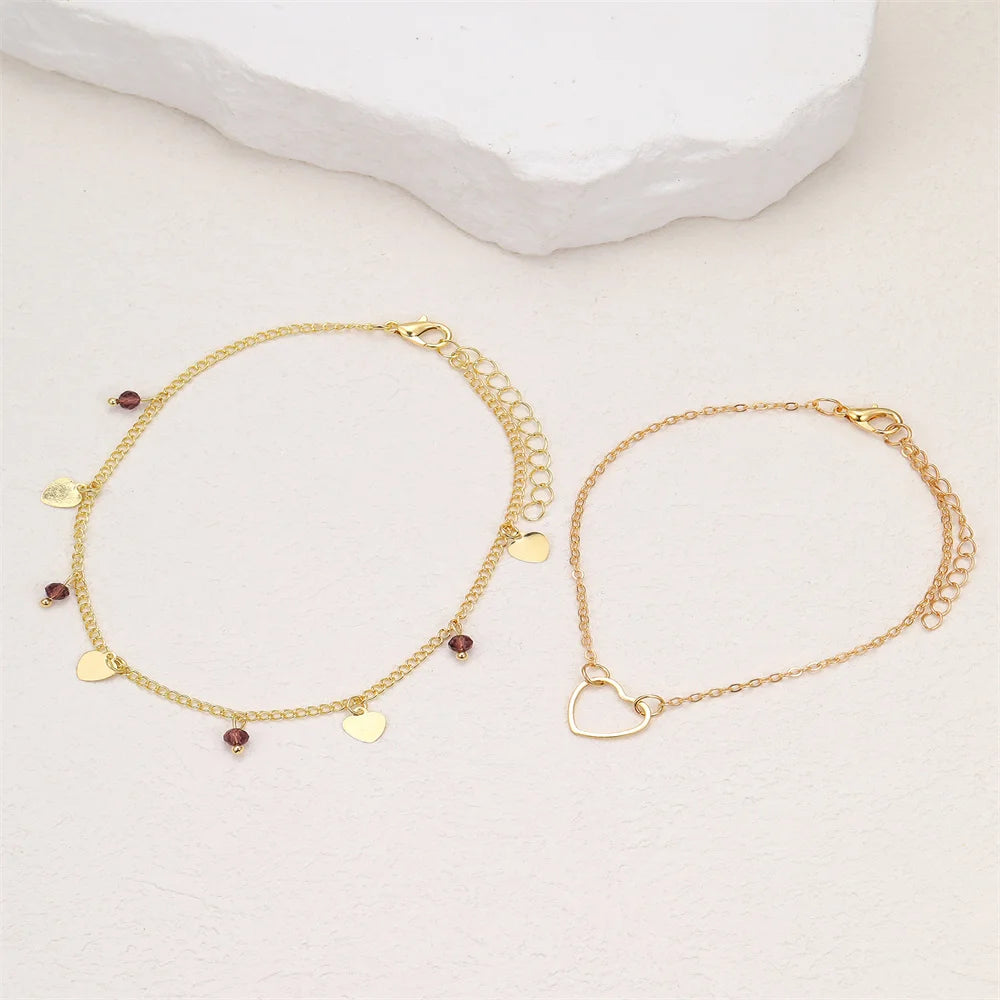 ✨ Golden Heartwave Layered Anklet