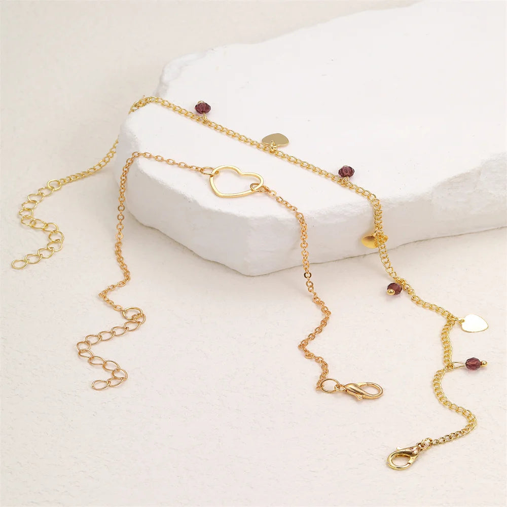 ✨ Golden Heartwave Layered Anklet