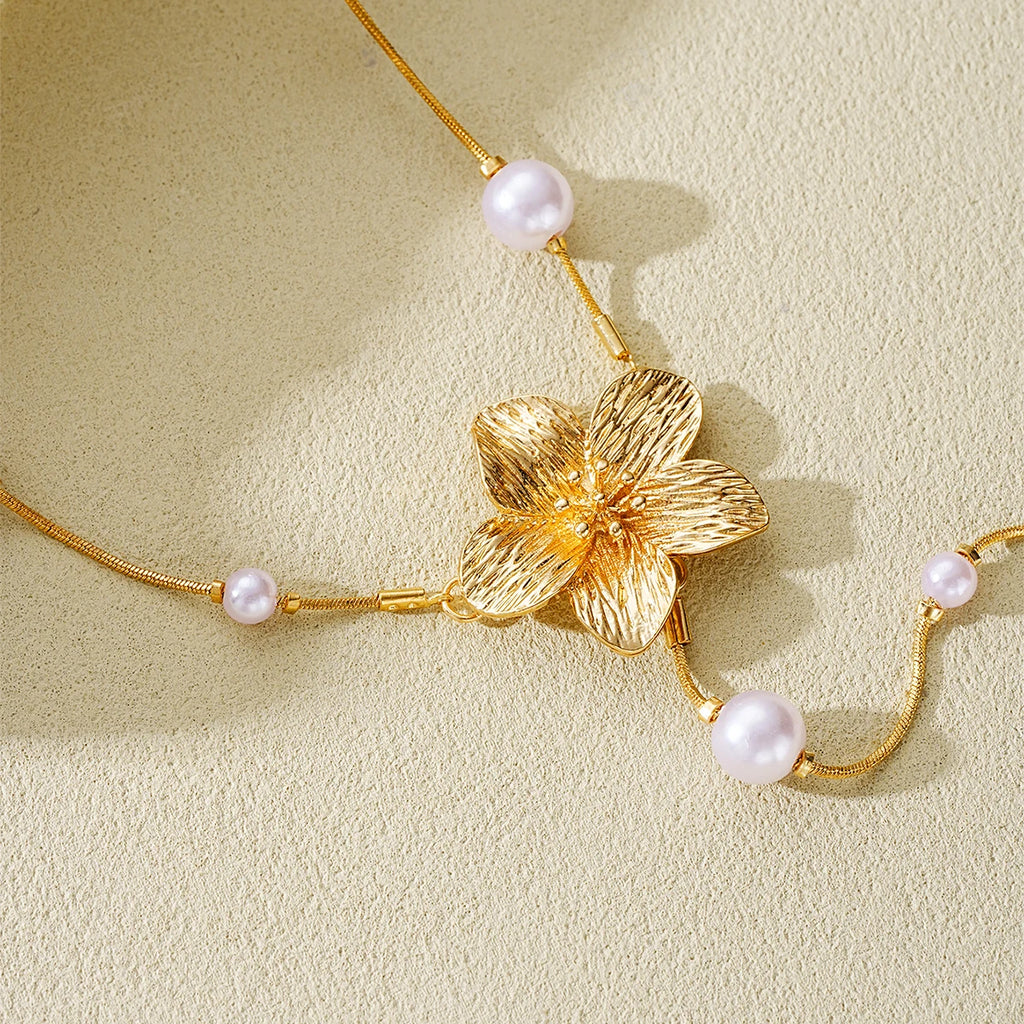 ✨ FloraPearl Elegance Y Necklace