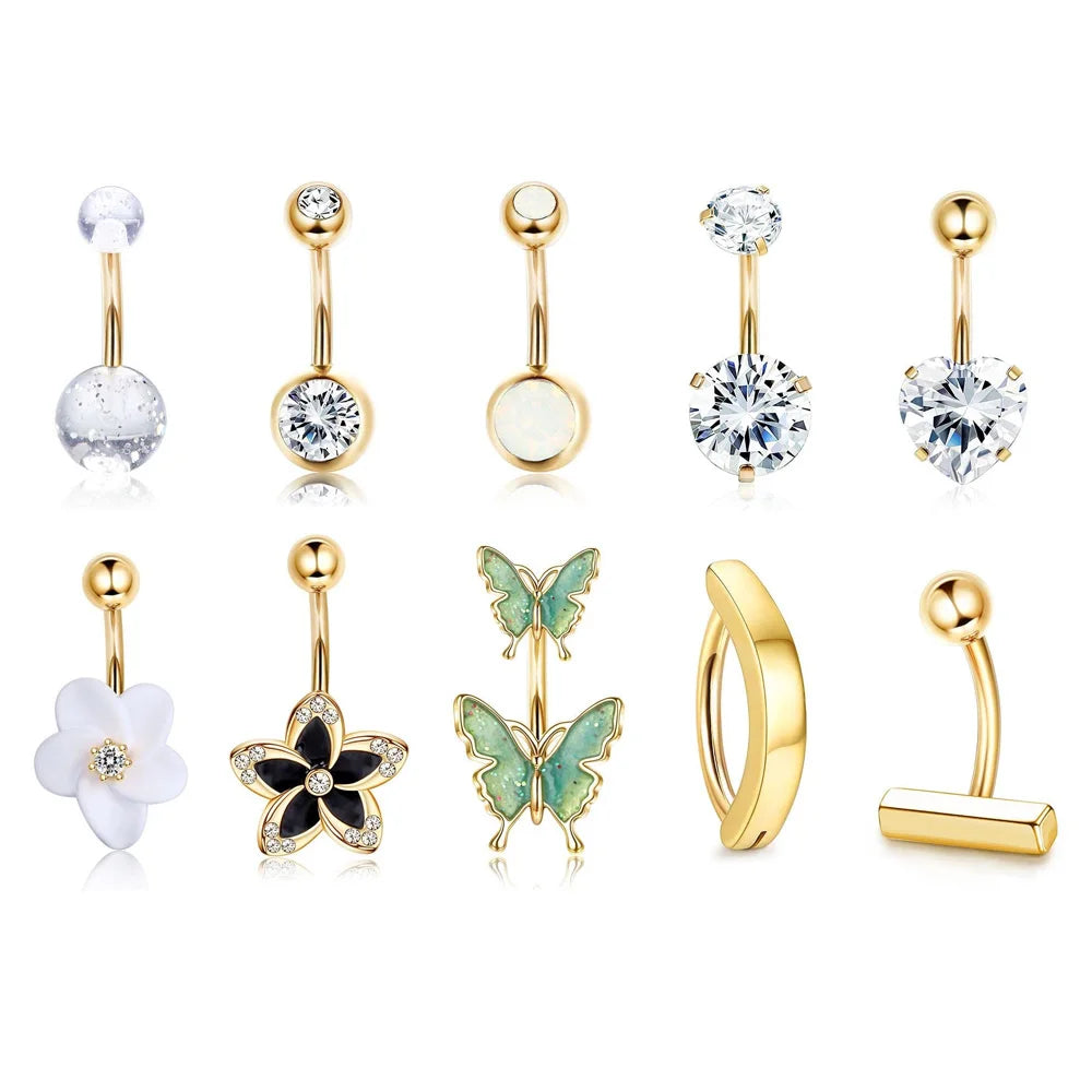 ✨ Papillon Glow Belly Piercing Set